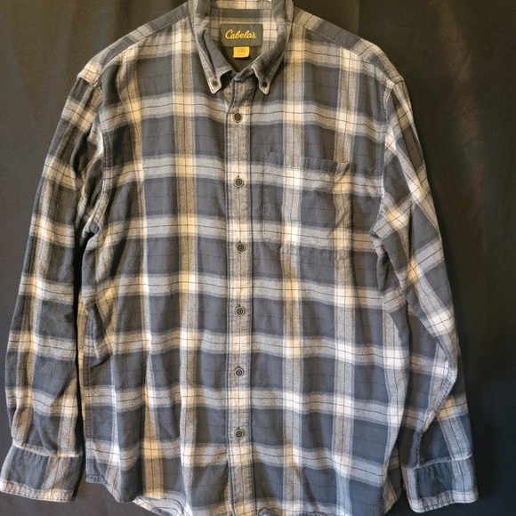 Cabela's Gray and White Plaid Button Down Shirt - Picture 2 of 2